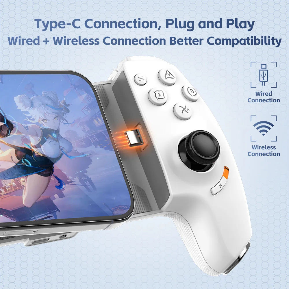 Original Gamwing Aobing Max tipo C AB01 con cable Bluetooth Stretch controlador de juego móvil para teléfono mito negro pollo Ios Android