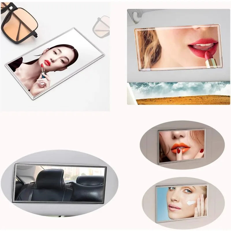 Espejo para visera de coche, espejo cosmético de sombreado solar de acero inoxidable para esposa y novia, espejo de maquillaje para respaldo de asiento en tocador de coche