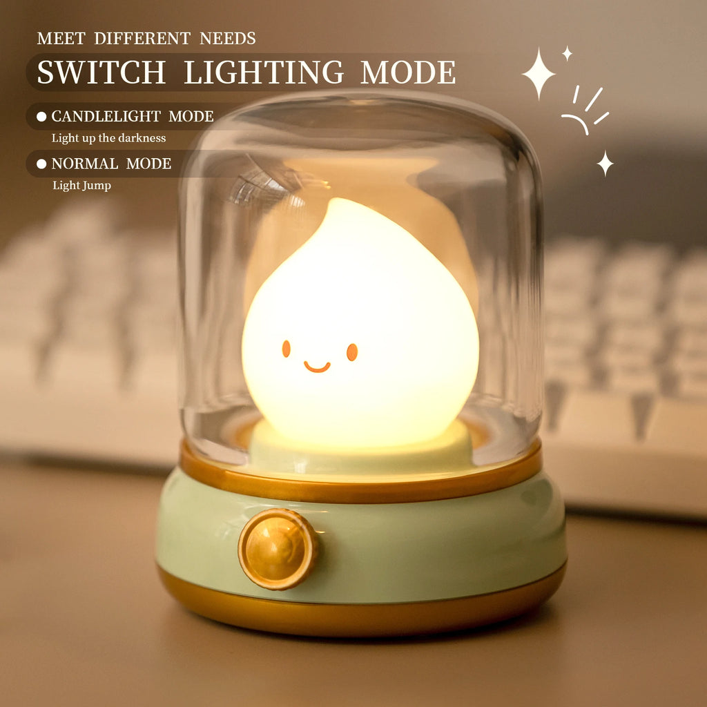Luz nocturna con forma de vela, bonita lámpara de llama, luz decorativa LED de escritorio, luz nocturna recargable por USB, regalo creativo para dormitorio para niños