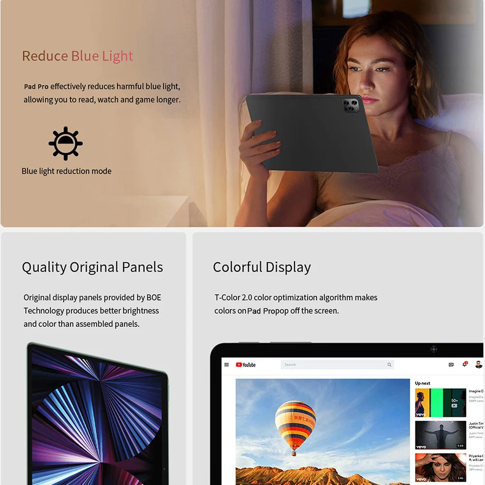 Tablet BDF 10.1": Android 13, 8GB RAM, 512GB ROM, 10 núcleos, 4G LTE