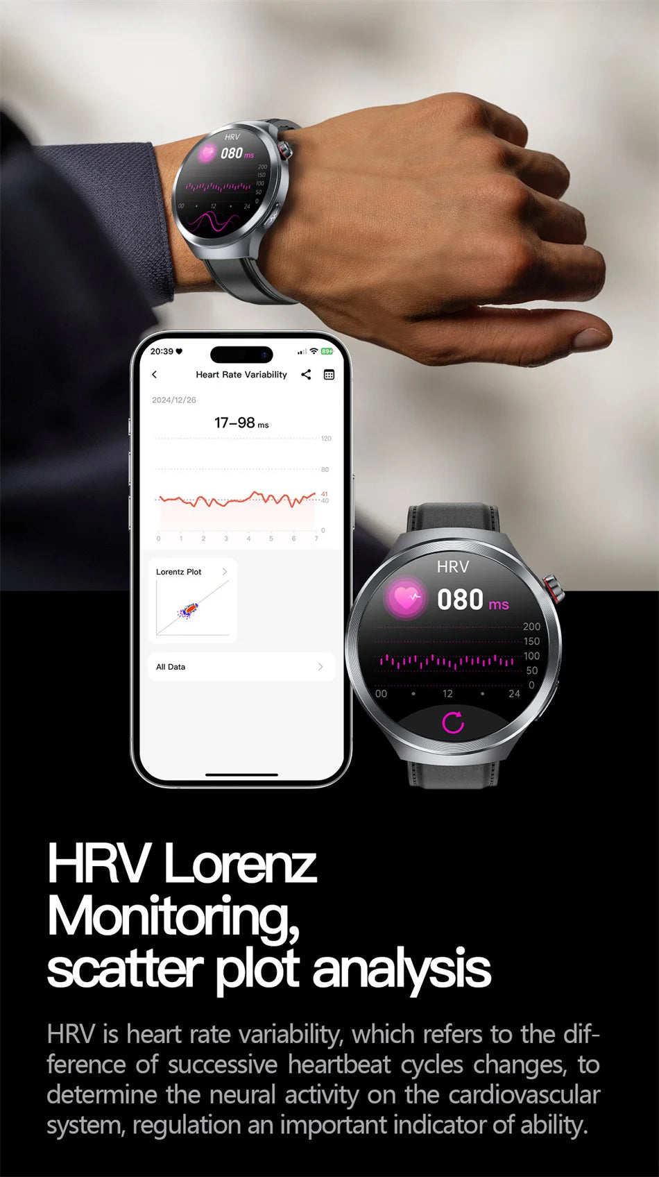 Nuevo Reloj Inteligente con Pantalla de Cristal de Zafiro de 1.73 Pulgadas, Monitor de Salud, Ácido Úrico, Grasa en Sangre, Presión Arterial, ECG+PPG, Análisis Corporal, para Hombre
