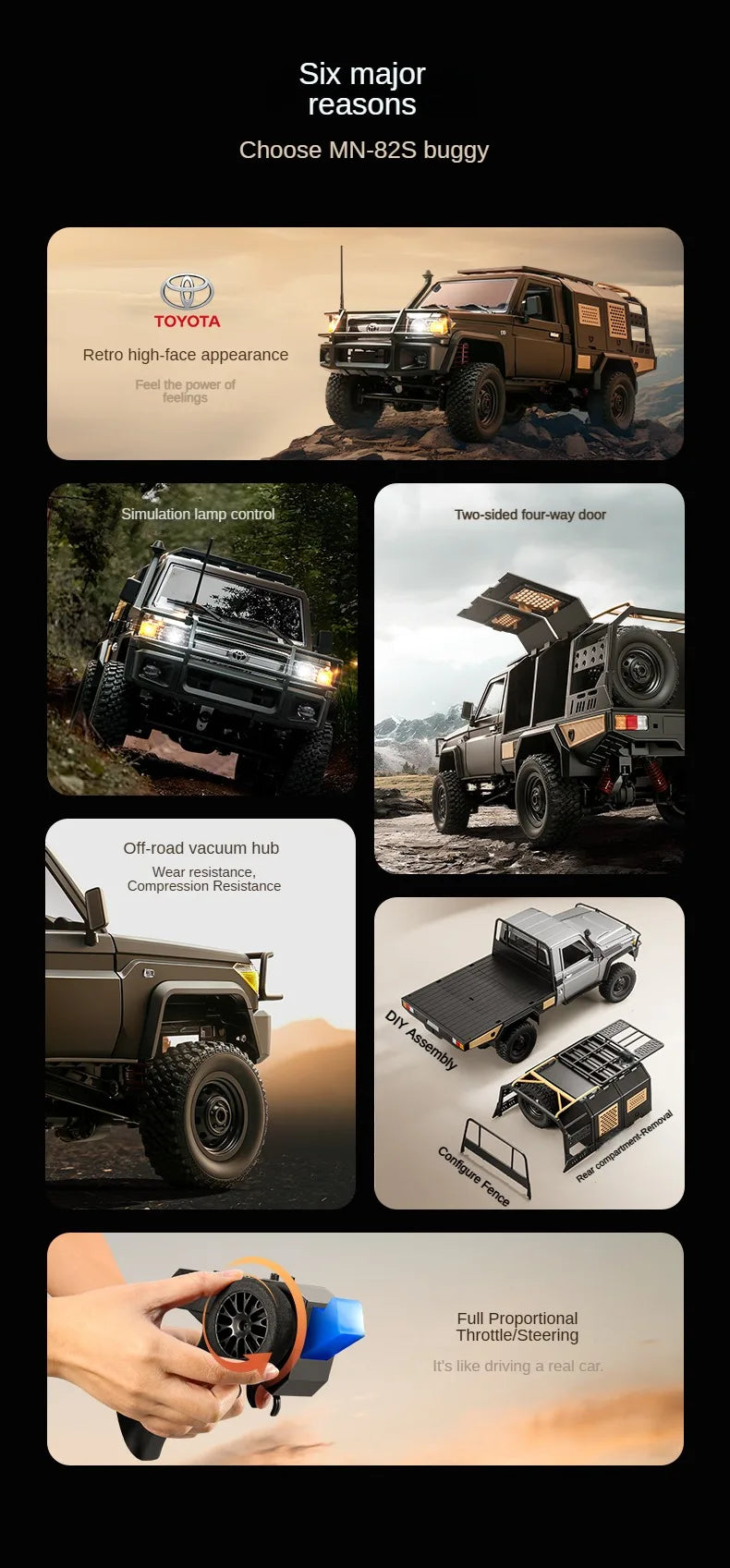 ZWN MN82 MN82S LC79 1/12 camioneta corta RC a escala completa 4WD Control remoto escalada todoterreno coche juguetes para niños regalos de navidad