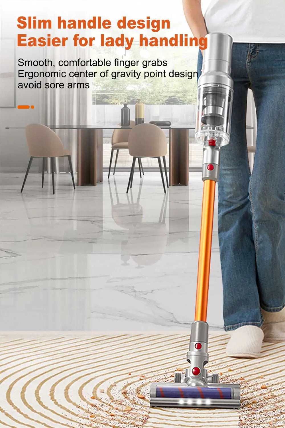 Aspiradora de Mano Inalámbrica ABIR VC205, 27000PA, Sensor de Polvo, Control de Velocidad