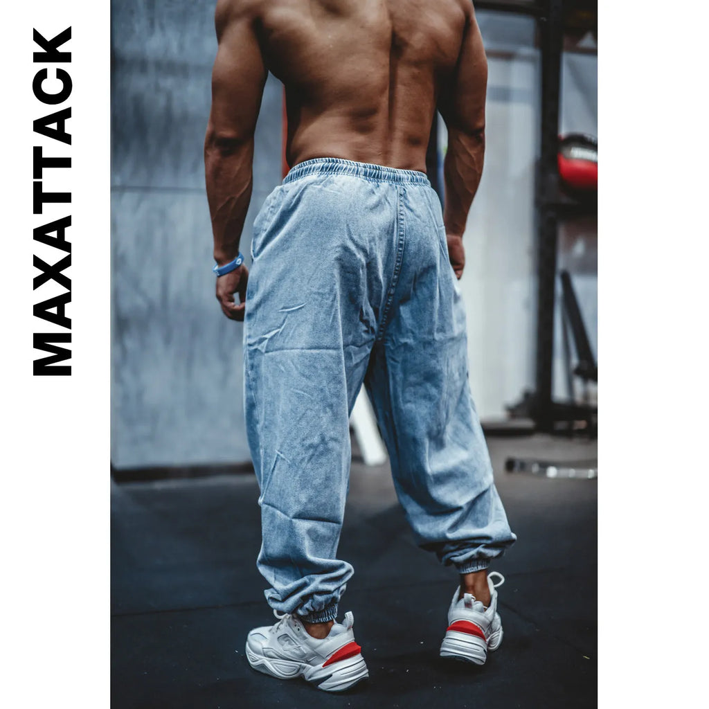Pantalones Vaqueros Jogger Holgados para Hombre, Negro y Azul, Talla Grande
