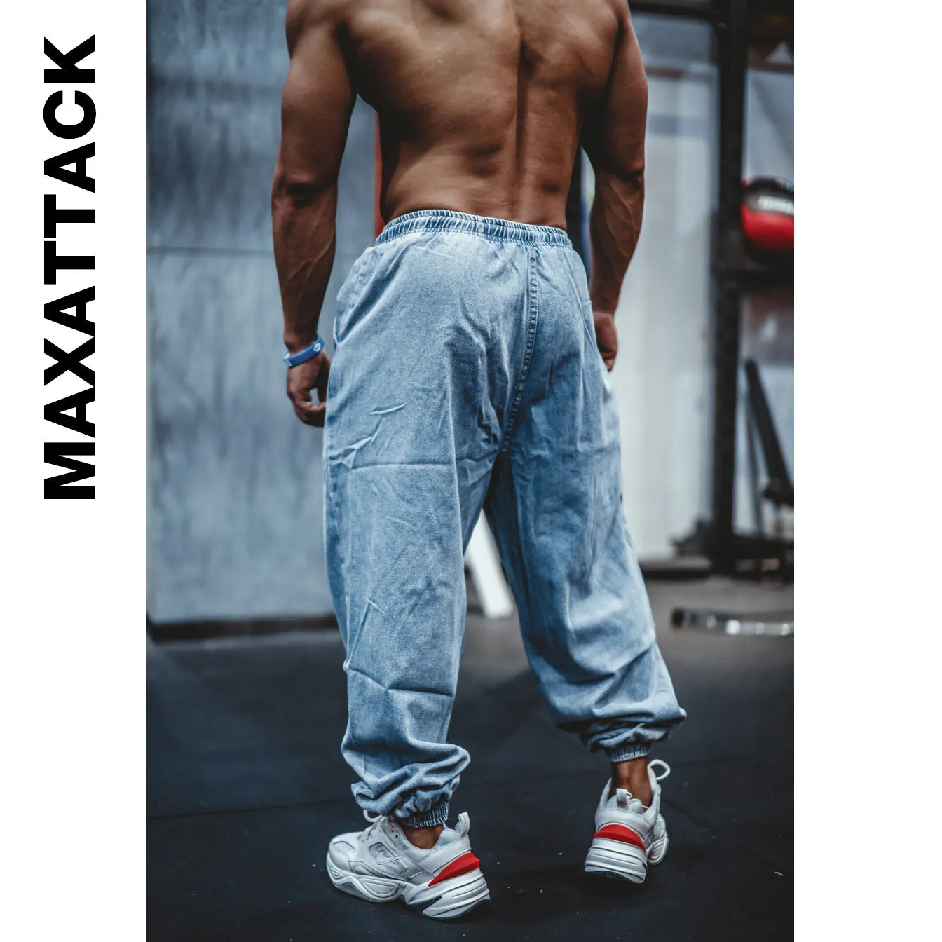 Pantalones Vaqueros Jogger Holgados para Hombre, Negro y Azul, Talla Grande