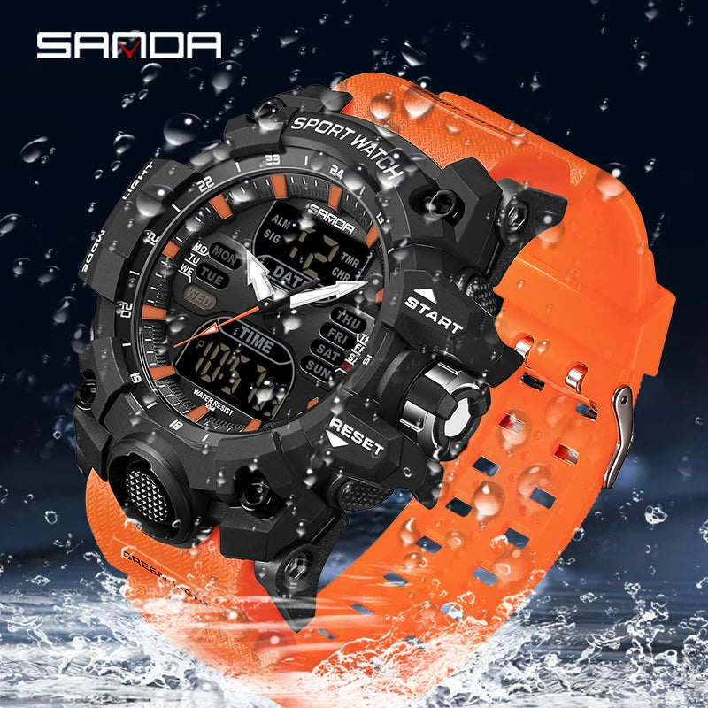 Reloj Deportivo Digital SANDA para Hombre con Doble Pantalla LED y Alarma