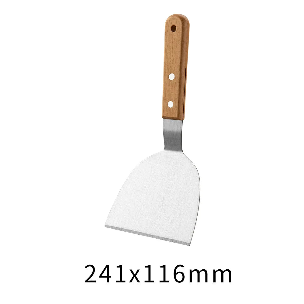Espátula volteadora de acero inoxidable para parrilla exterior