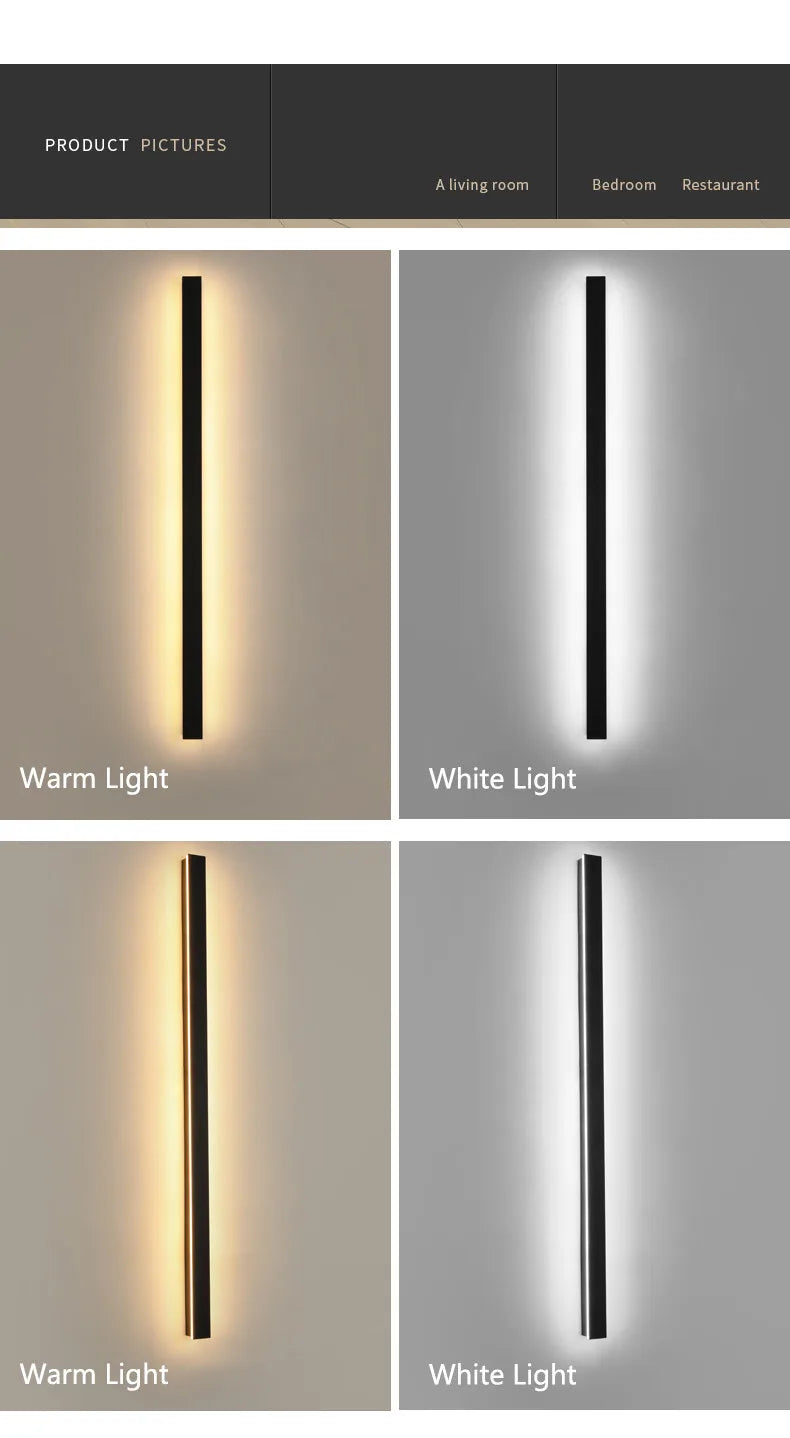 Lámpara de pared impermeable para exteriores, lámparas de pared para jardín, luces LED, fondo de TV nórdico moderno para sala de estar, IP65, arandela de pared de 110/220v