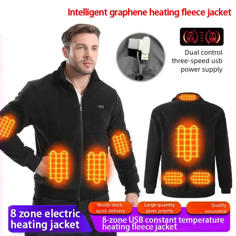 Chaqueta Polar con Calefacción Eléctrica Inteligente 8 Zonas para Hombre