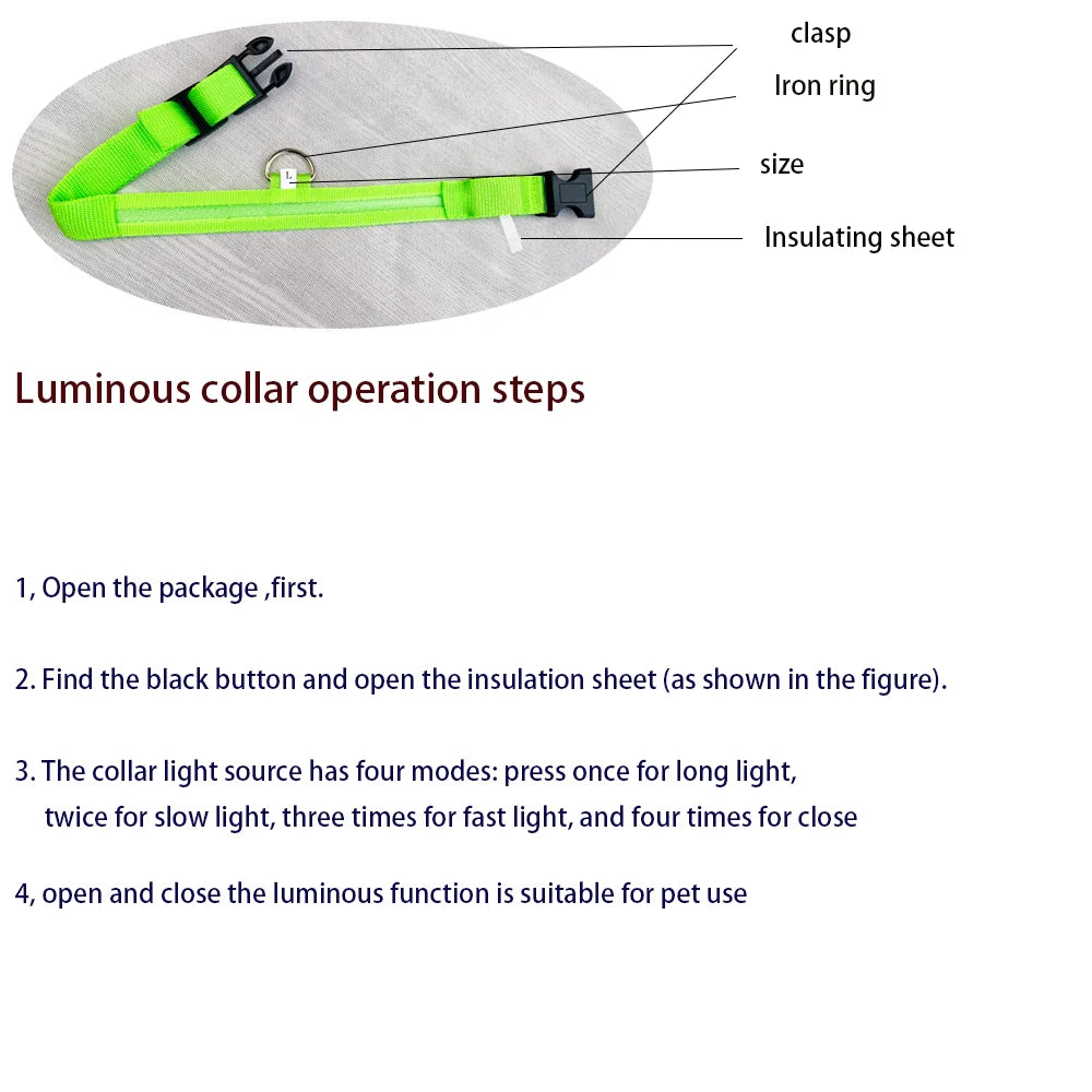 Correa LED para Perros con Luz Nocturna — Nailon Resistente