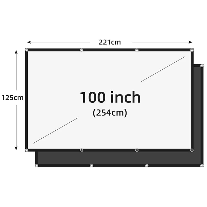 Pantalla de proyector LEJIADA de 60-150 pulgadas, trituración de leche blanca, fondo negro, diseño sin arrugas, pantalla de proyección suave para interiores y exteriores