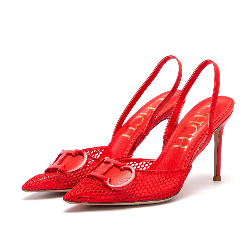 Stilettos de Tacón Alto con Malla para Mujer - Correa en T