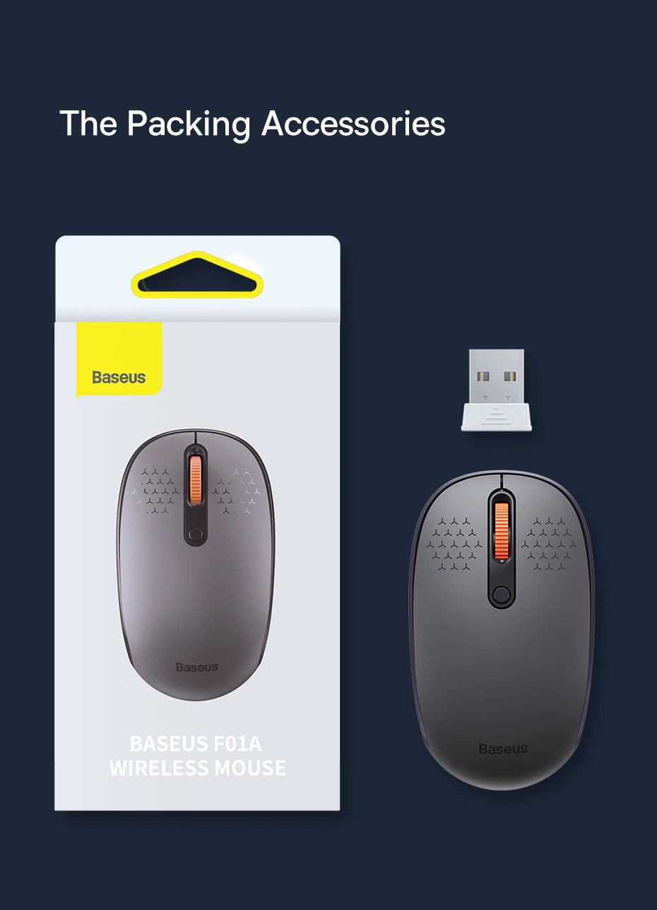 Ratón Baseus inalámbrico Bluetooth para ordenador, ratón silencioso de 1600DPI con receptor Nano USB de 2,4 GHz para PC, MacBook, tableta, portátil