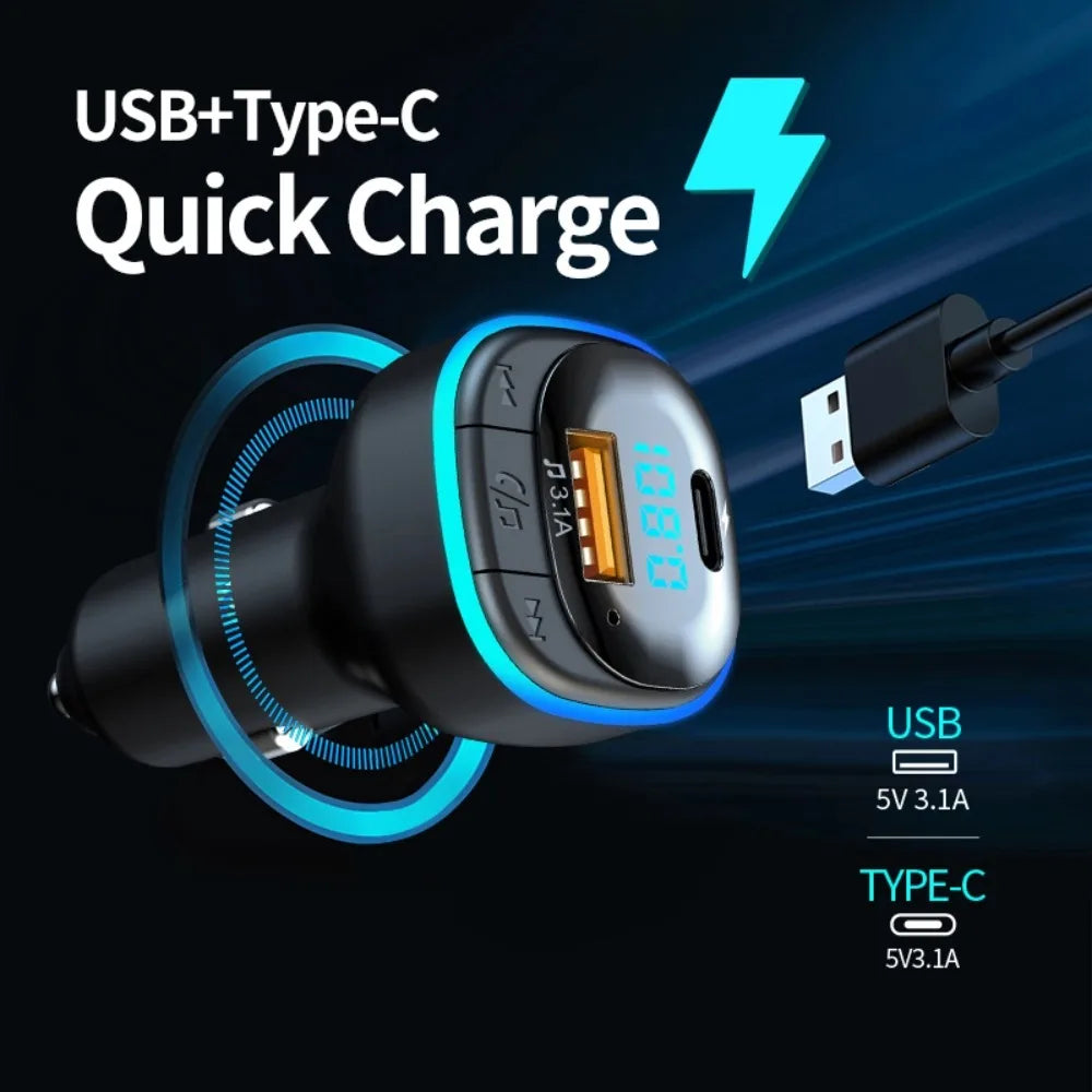 Transmisor FM Bluetooth para Auto con Cargador USB Dual y Micrófono