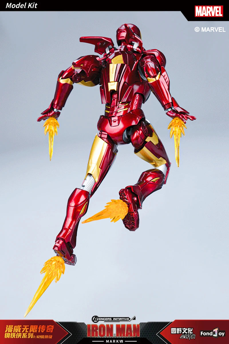 Figura de Anime de Iron Man MK5 de Marvel, Kit de Modelo a Escala 1/12, Serie Infinity Saga, Ironman Mark 5, Ensamblaje ABS, Articulaciones Móviles, Regalos y Juguetes