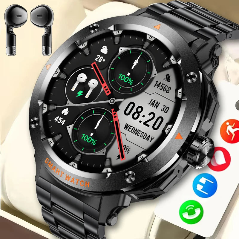 Reloj Inteligente 2 en 1 con Auriculares NFC para Hombre
