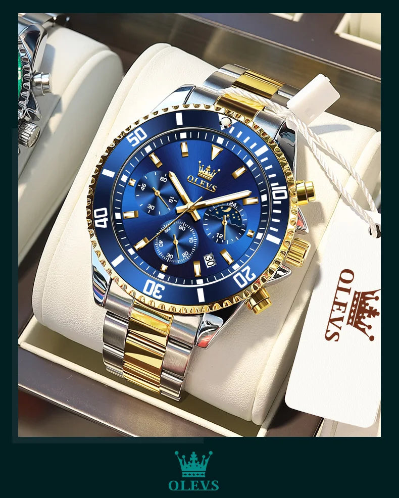 Reloj de Cuarzo OLEVS 2870 Cronógrafo con Fase Lunar para Hombre