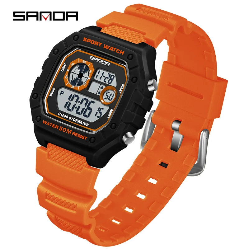 Reloj Digital SANDA 2202 para Hombre, LED Deportivo Impermeable 5 Bar