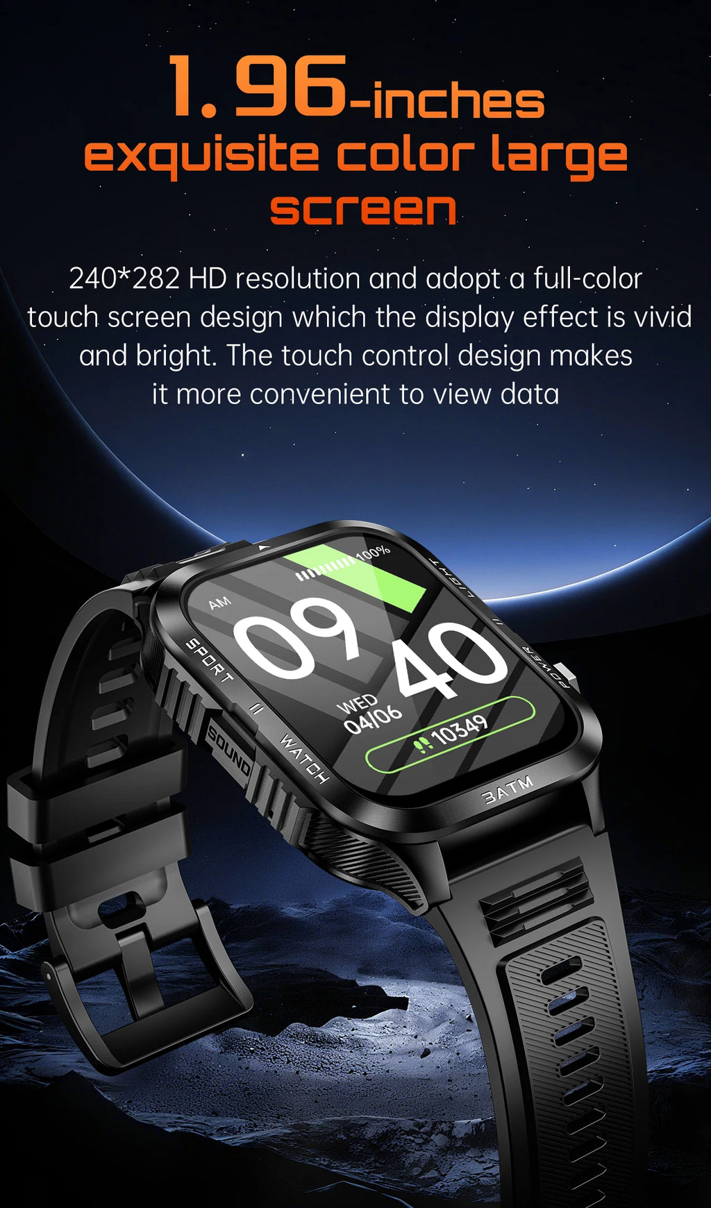 LIGE Reloj Inteligente Militar 880mAh Linterna