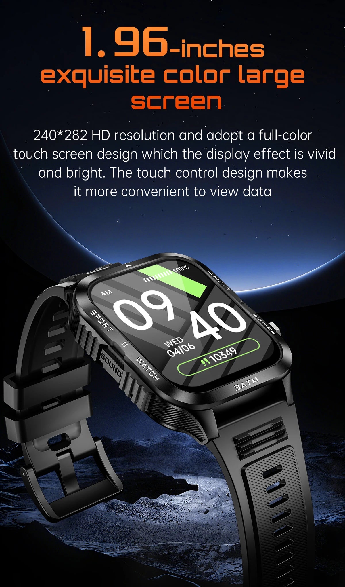 LIGE Reloj Inteligente Militar 880mAh Linterna