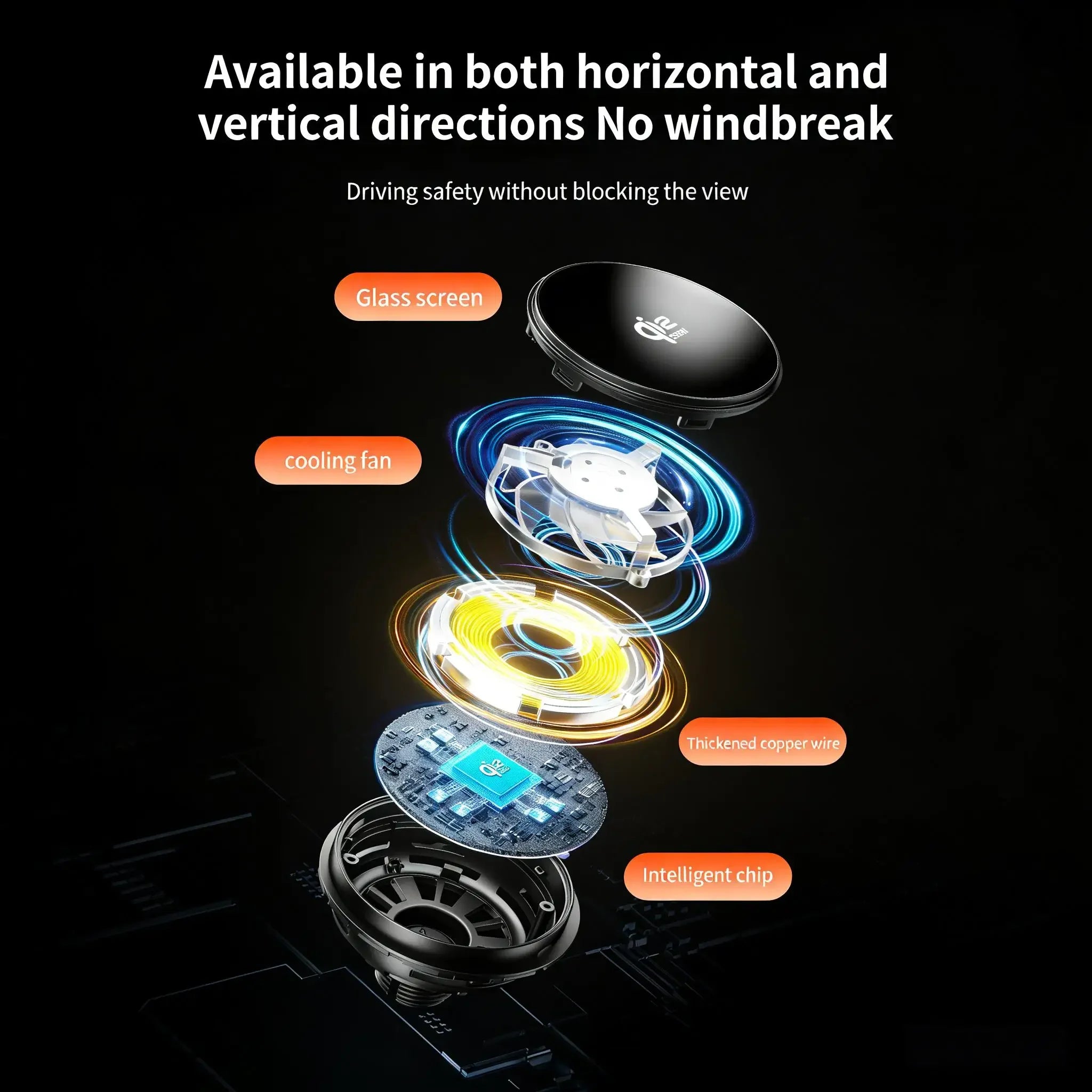 Cargador Magnético para Coche Qi2 de 25W con Luz RGB, Soporte para Rejilla de Ventilación con Carga Rápida y Refrigeración para iPhone 17 Pro Max