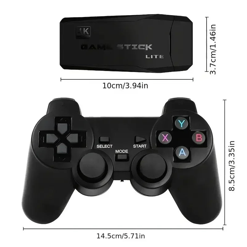 Consola de Videojuegos 2.4G con Dos Controles Inalámbricos 4K HDMI para PS1/SFC/NES TV y PC, 20000 Juegos, 64GB, Retro, Regalo de Navidad para Niños
