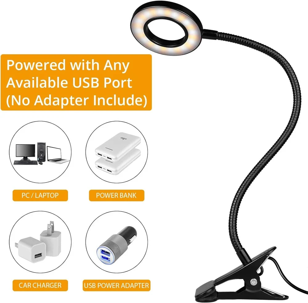 Lámpara LED Flexible con Clip 360° para Lectura