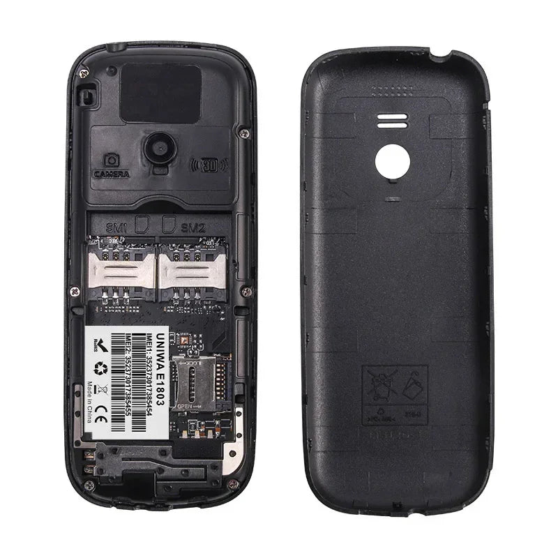 UNIWA E1803 2G precio bajo delgado GSM Mini teléfono móvil Dual SIM T9 teclado 800mAh batería Radio inalámbrica linterna teléfono para personas mayores