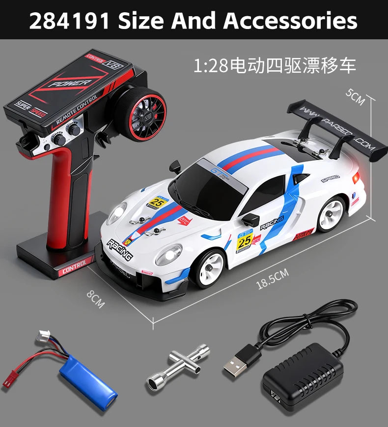 WLtoys 284019-A 284191 1:28 2,4G RC coche con luces LED 4WD Gyro 30 KM/H coche de Control remoto todoterreno vehículo de deriva juguetes para chico