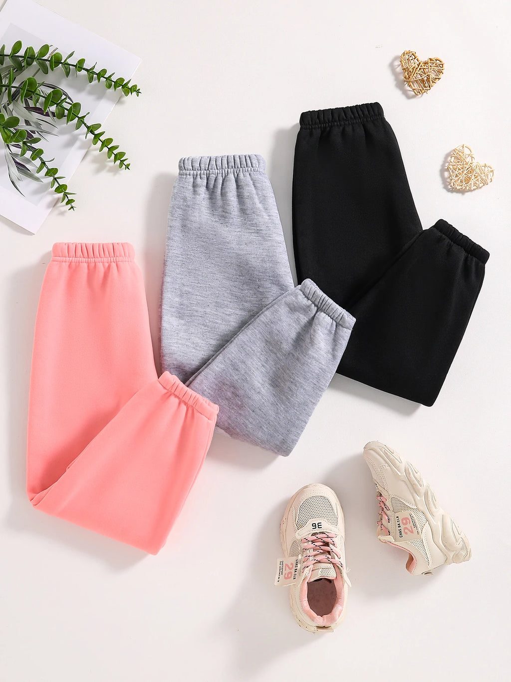 Conjunto de 3 pares de pantalones deportivos de punto para niños y niñas, ropa informal de otoño