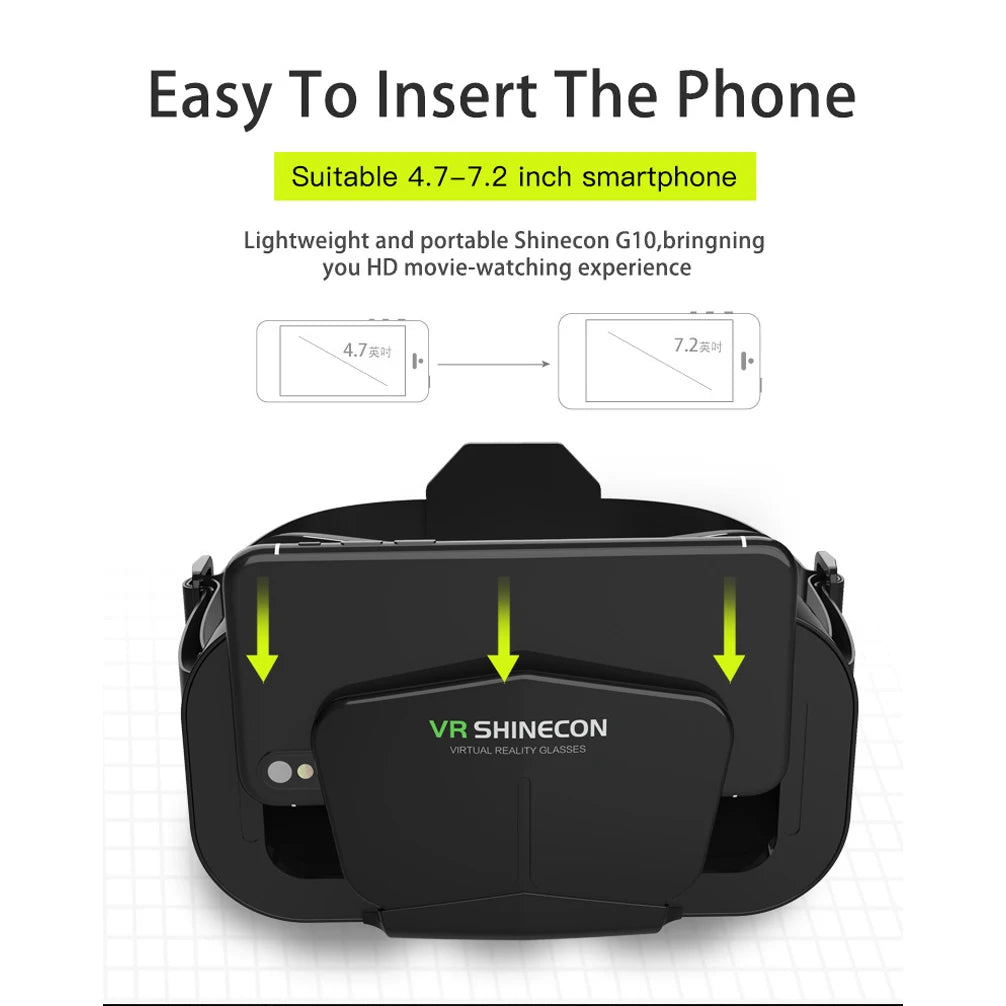 Shinecon-auriculares 3D de realidad Virtual, gafas VR, dispositivos, lentes Viar, gafas para teléfono inteligente, teléfono móvil, juegos inteligentes