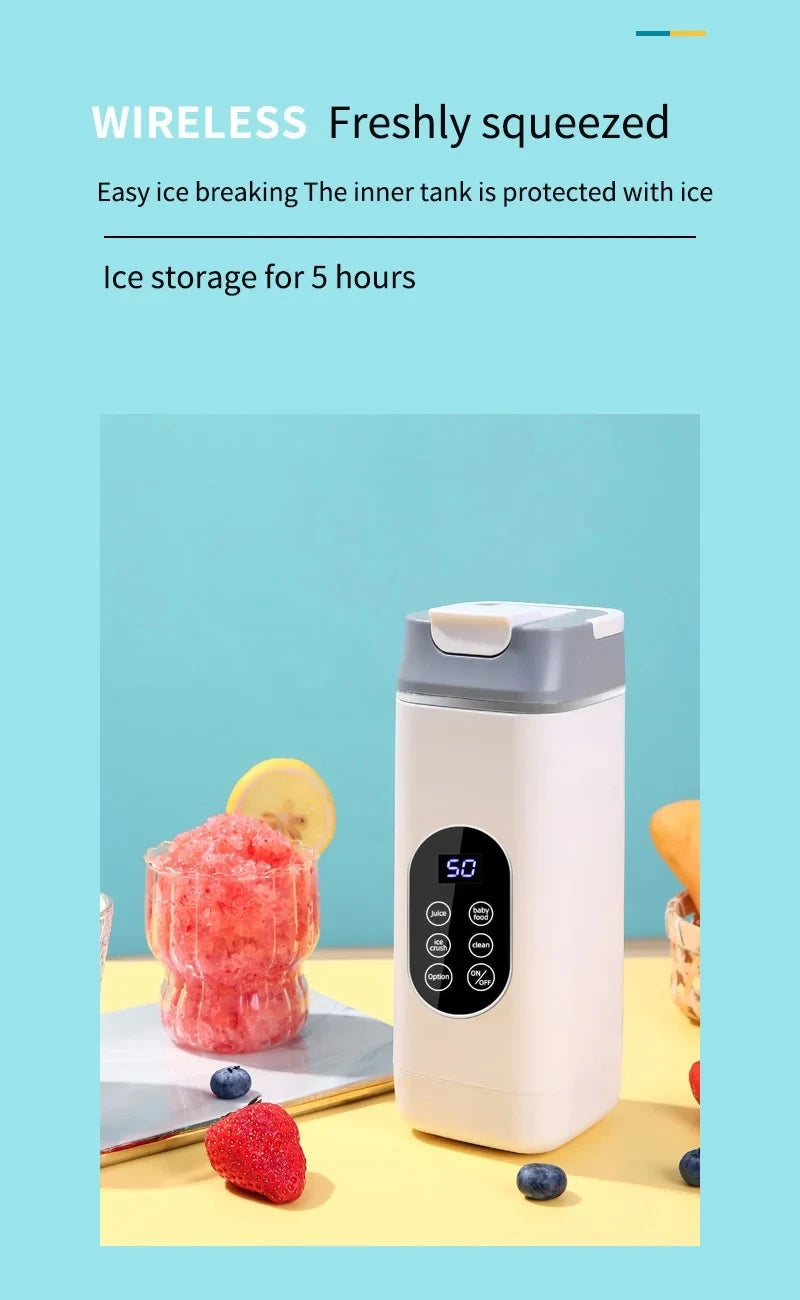 Exprimidor Portátil Recargable USB con 12 Cuchillas para Hielo