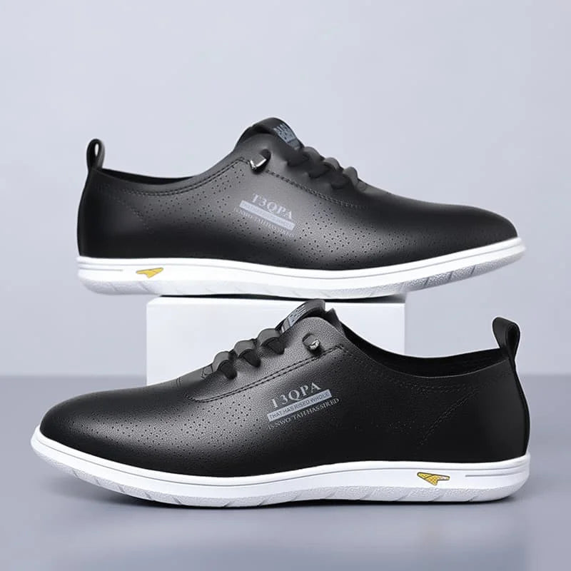 Zapatos de vestir mocásin para hombre, cuero blanco, decoración perforada