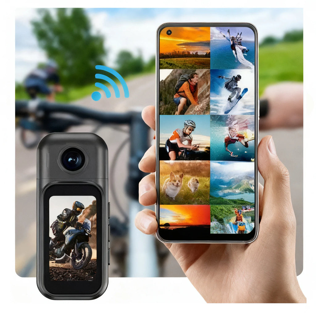 Cámara corporal 1080P con pantalla táctil, lente giratoria y resistente al agua