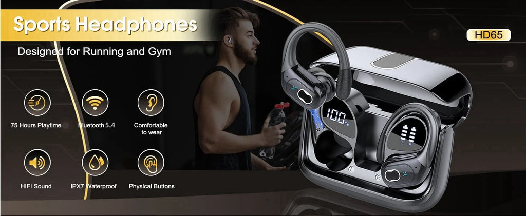 Auriculares TWS Bluetooth 5.4 Deportivos Impermeables 75hs