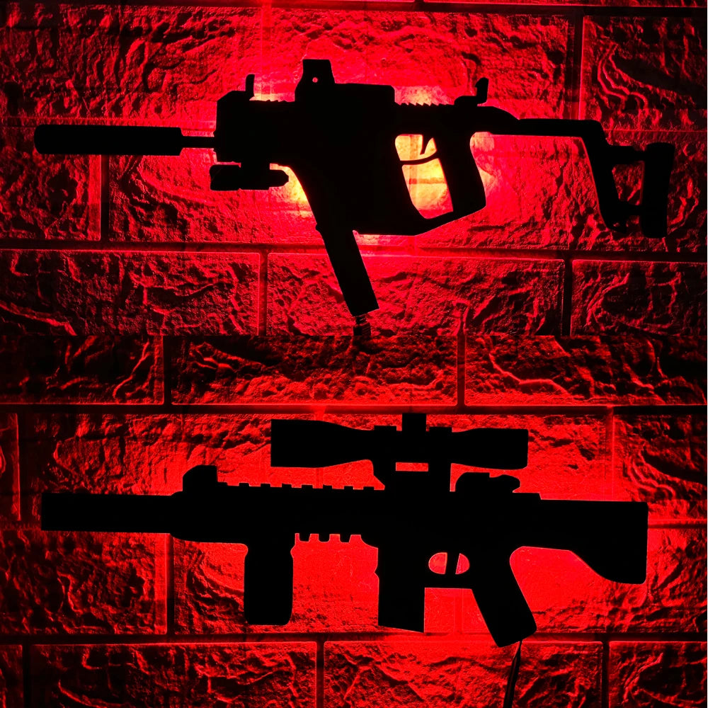 Luz de pared luminosa LED creativa 3D personalizada en forma de pistola fondo interior Aura luz USB luz nocturna de color