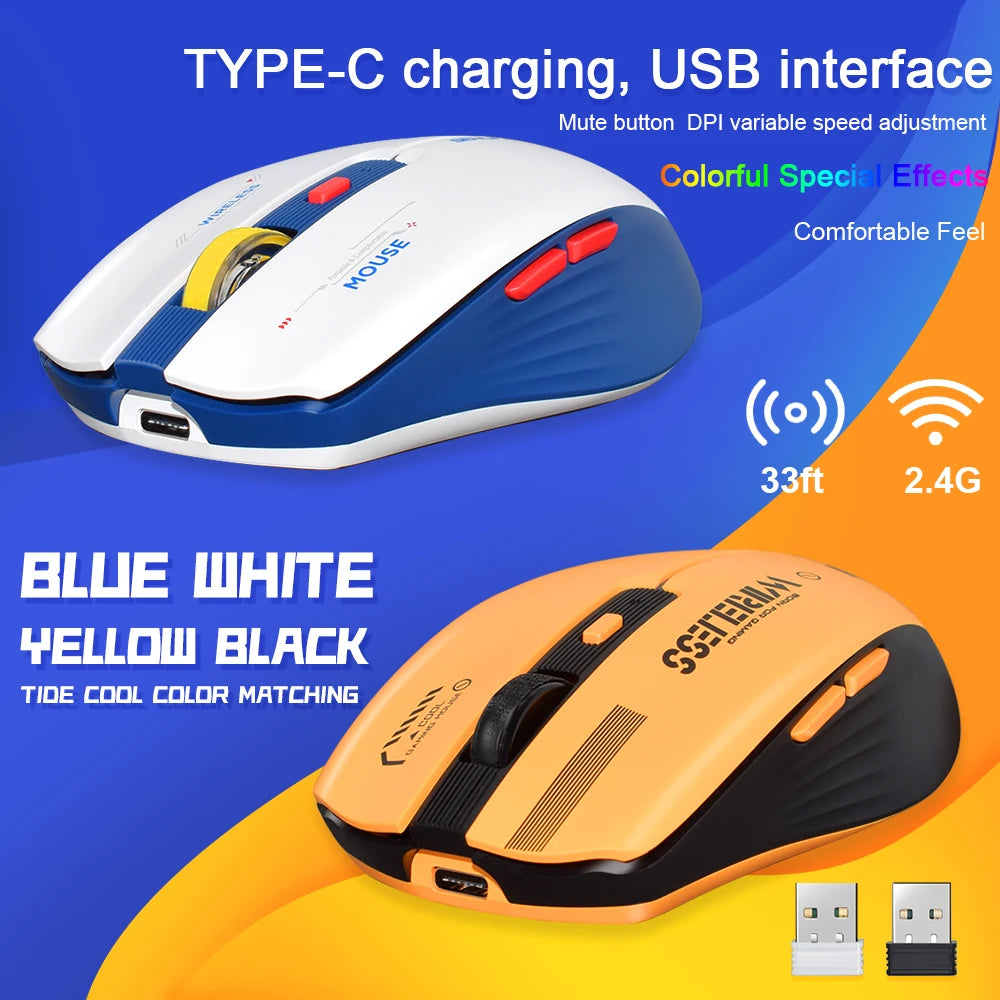 Ratón ergonómico recargable para juegos LT-T19, USB 2,4G, luz RGB inalámbrica, ordenadores de escritorio, portátiles y portátiles