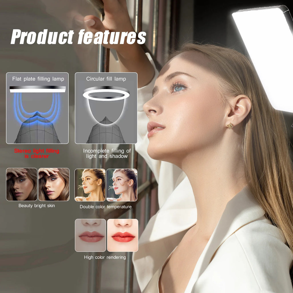 Luces LED para vídeo, iluminación para fotografía de conferencias, luz para Selfie, lámpara de estudio fotográfico con trípode para disparar transmisión en vivo, Zoom TikTok