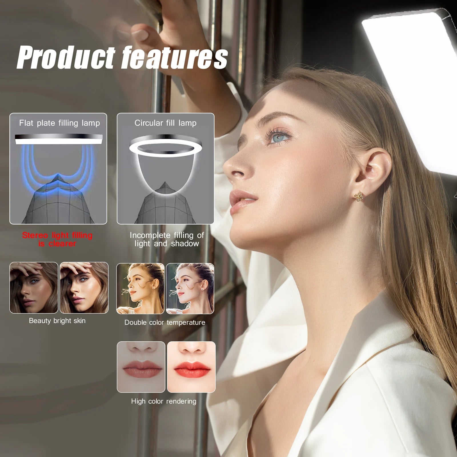 Luces LED para vídeo, iluminación para fotografía de conferencias, luz para Selfie, lámpara de estudio fotográfico con trípode para disparar transmisión en vivo, Zoom TikTok