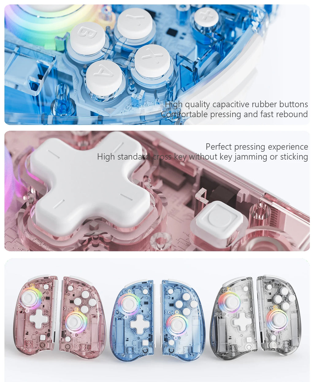 Controlador inalámbrico LinYuvo Meteor Light KS37B para interruptor/OLED con programable/Control de movimiento/doble vibración/Función Turbo