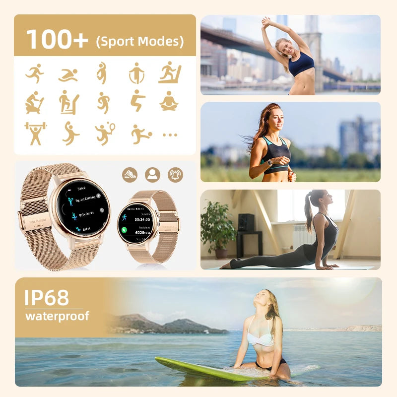 Reloj inteligente LIGE para mujer con pantalla AMOLED y llamadas Bluetooth