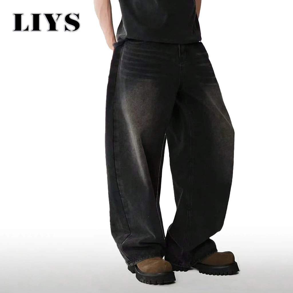Pantalones Vaqueros Coreanos Casuales para Hombre, Pierna Ancha, Negro