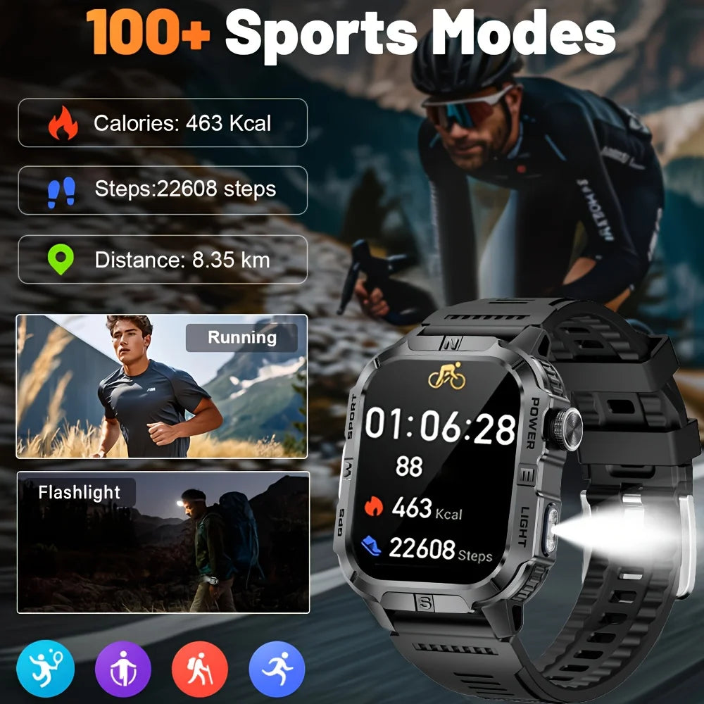 Reloj Inteligente Militar con GPS, LED, Brújula e IP68
