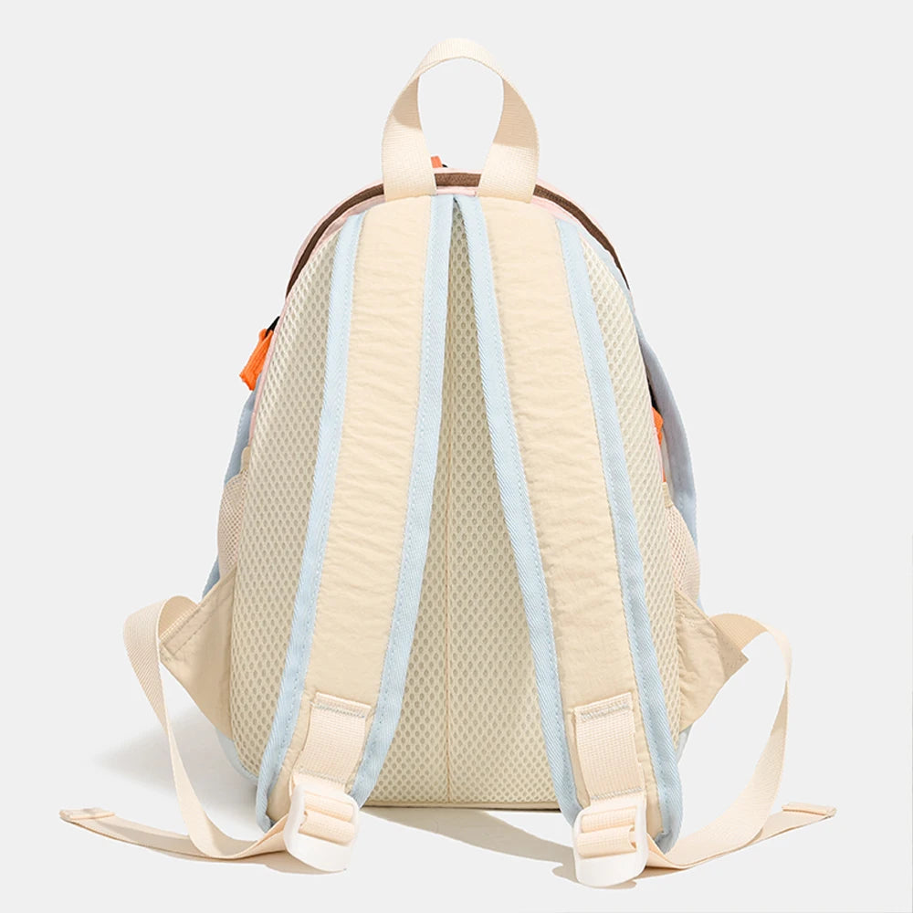 Mini Mochila de Nailon con Bloques de Color, Mochila Ligera con Cordón Elástico, Bolsa Resistente para Senderismo y Uso Diario