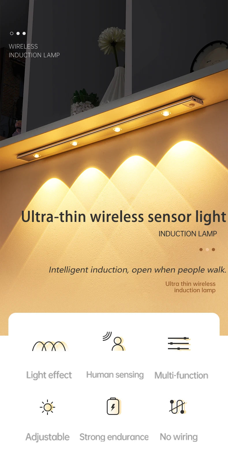 PZSUNLY Luz LED con Sensor para Armario de Cocina