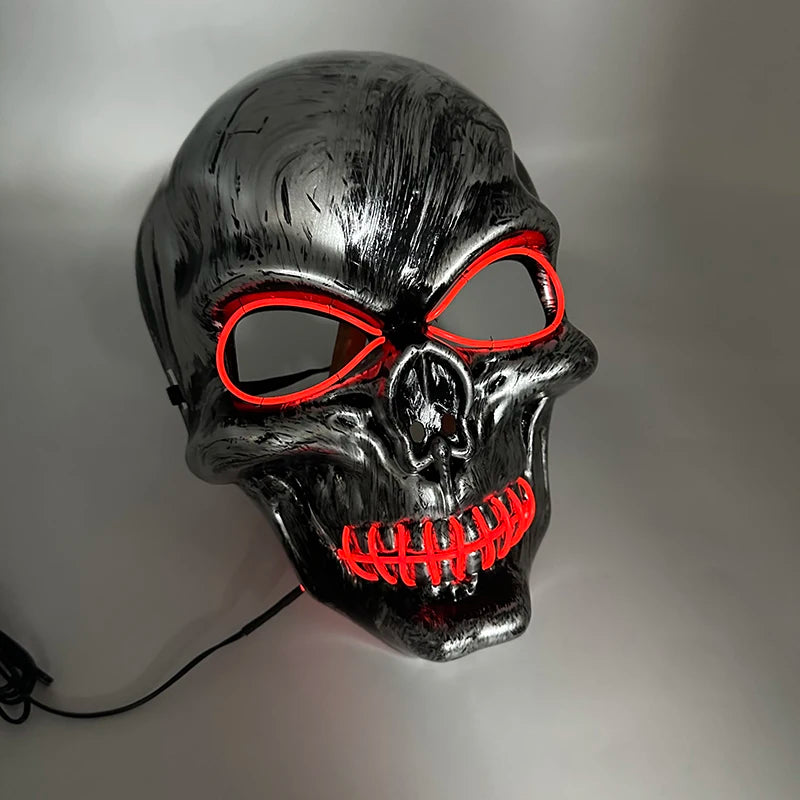 Máscara de calavera malvada, mascarada de Carnaval de Halloween, Casa Encantada, decoración aterradora, esqueleto de Cosplay, Fiesta Temática aterradora, máscara iluminada