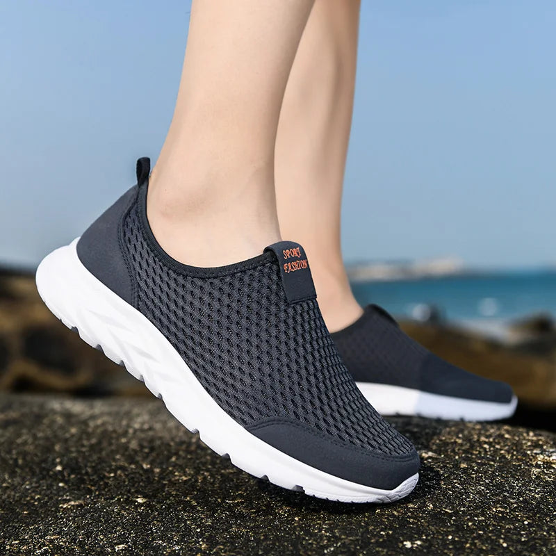 YRZL, zapatillas de deporte para hombre, zapatos informales de malla transpirable para mujer, mocasines antideslizantes de talla grande para exteriores, zapatos de tenis ligeros para caminar para hombre