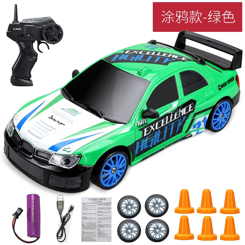 Coche de Carreras Teledirigido 2.4G 4WD, Modelos AE86, GTR, Ferrari, BMW