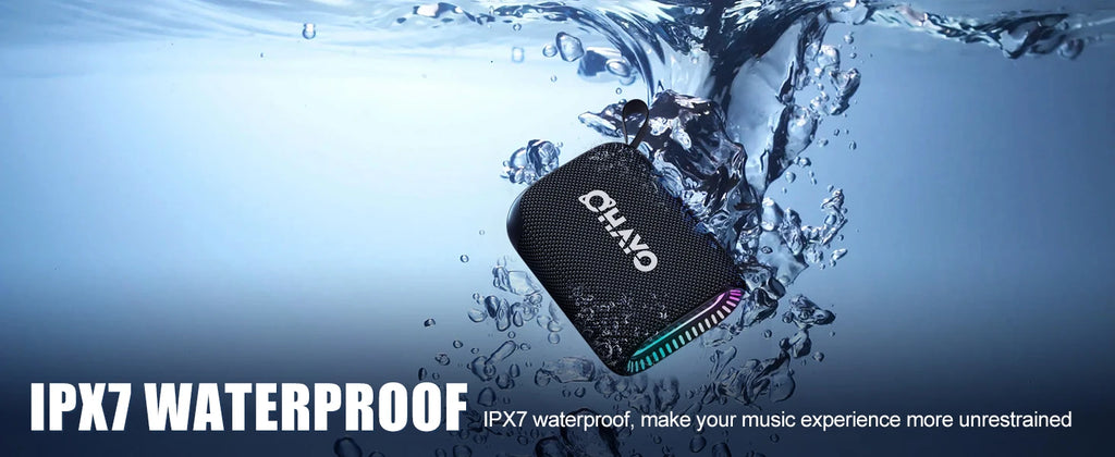 OHAYO Altavoz de ducha Bluetooth, resistente al agua IPX7, potente mini altavoz portátil con clip, inalámbrico, tiempo de reproducción 24 horas, luces RGB