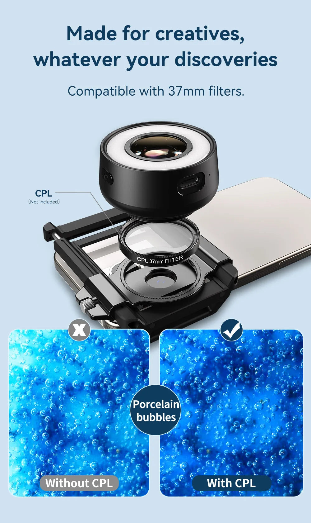 Lente Microscopio 120X APEXEL HD con Luz LED para Smartphones